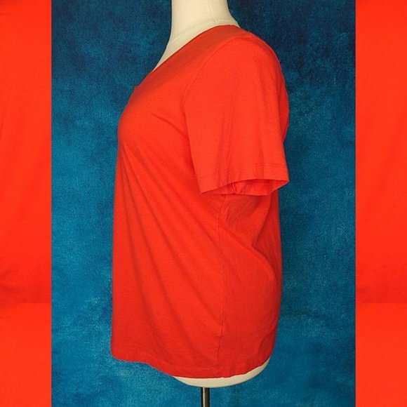 Woman Within Coral V Neck Tee Size 1X or 22/24 - Picture 4 of 8